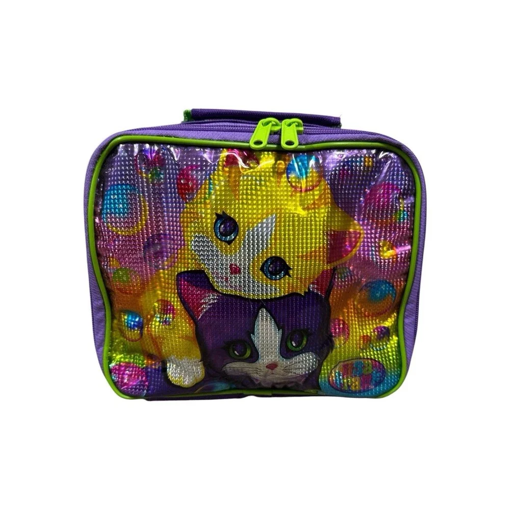 Vintage Lisa Frank Playful Kittens Holographic Cats Lunch Box Zip Canvas